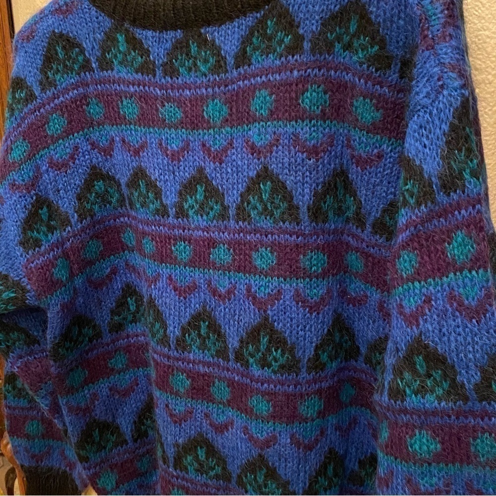 Vintage GALLAGHER Women Mohair Patterned Sweater Size Large - Picture 4 of 6